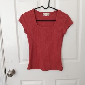 Red square neck crop top